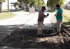 Reparan en el lugar donde se rompió el pavimento