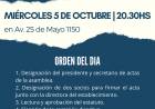 Convocatoria a Asamblea Extraordinaria Constituída de la Asociación Cooperadora