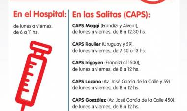 Campaña de vacunación antigripal en Pringles e Indio Rico