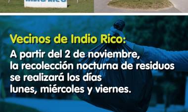 La recolección de residuos cambia en Indio Rico