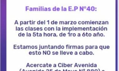 Padres le dicen no a la 5ta hora