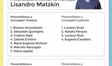 La lista del Intendente Lisandro Matzkin fue oficializada
