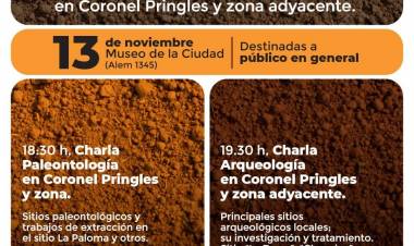 Ciclo de charlas sobre Arqueología y Paleontología en Coronel Pringles y zona adyacente