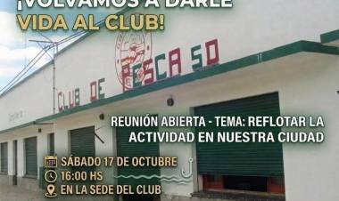 Convocan a una reunión abierta en el Club de Pesca de Coronel Pringles 