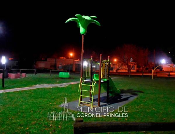 Se completó la instalación de luminarias LED en la Plazoleta Eva Perón