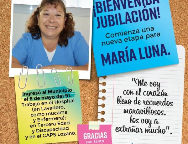 Bienvenida Jubilación: Comienza una nueva etapa para María Luna