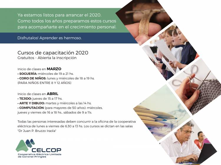 Cursos de capacitación 2020 en Celcop Coronel Pringles