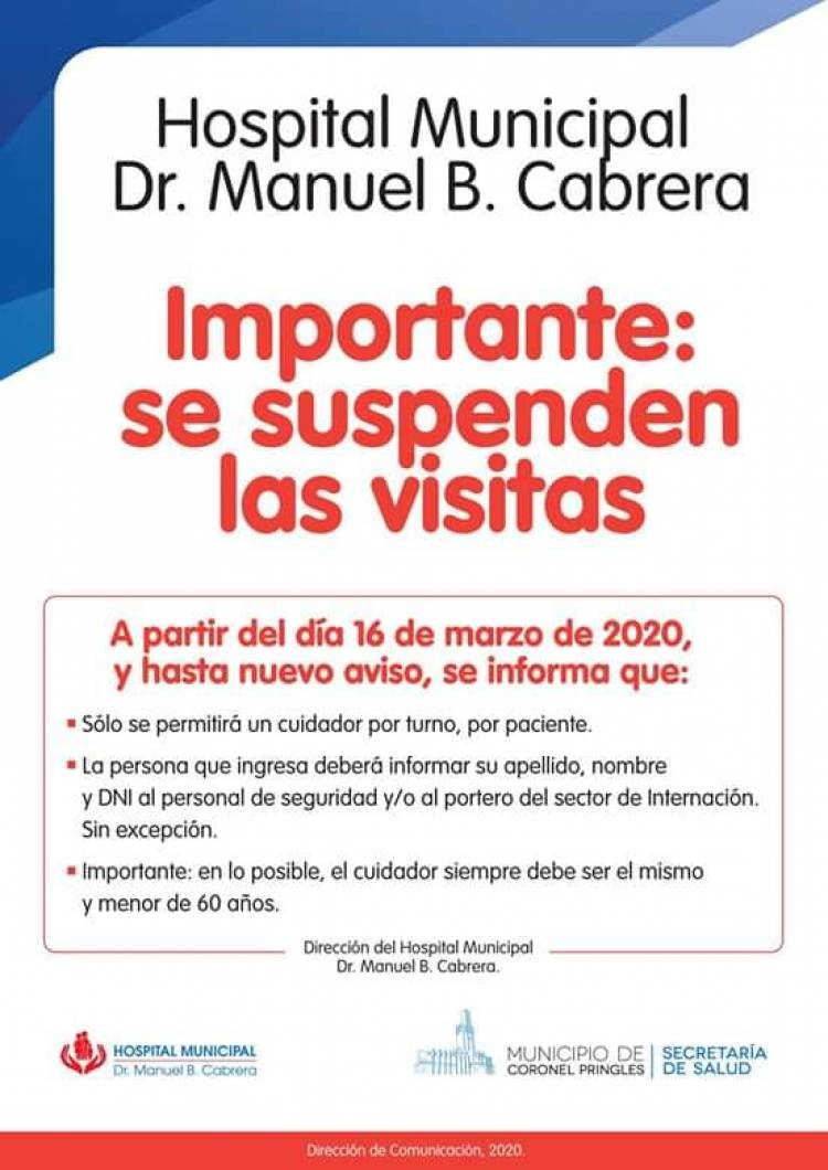 Se suspenden visitas en el Hospital Municipal