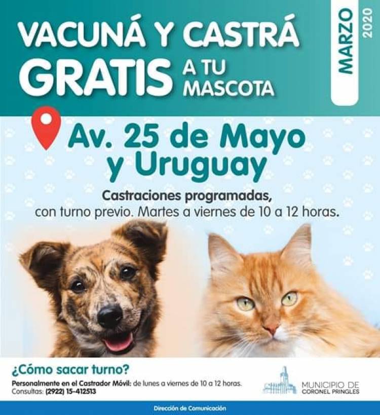 Zoonosis comunica el horario de atención del Castrador Móvil