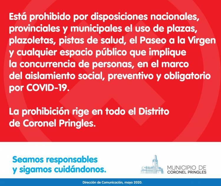 Siguen cerradas las plazas, plazoletas, Balneario, pistas de salud y Camino a la Virgen