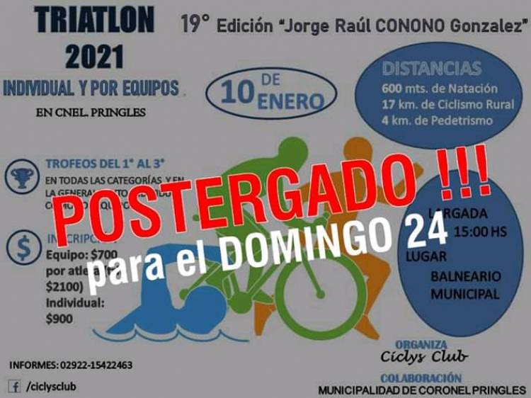 Nueva fecha para el Triatlón "Conono" González