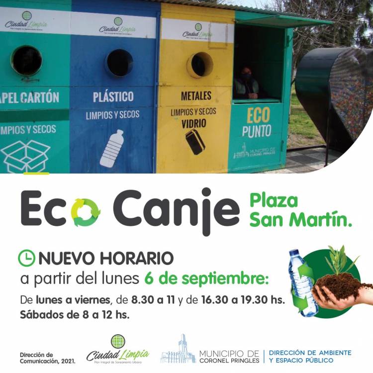 Nuevo horario de atención para el Eco Canje