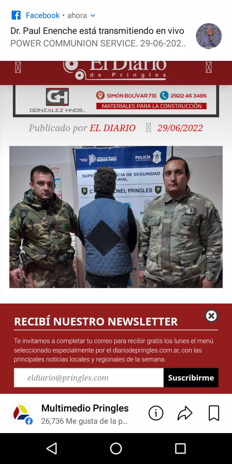 Pringlense aprehendido por abigeato tenía pedido de captura