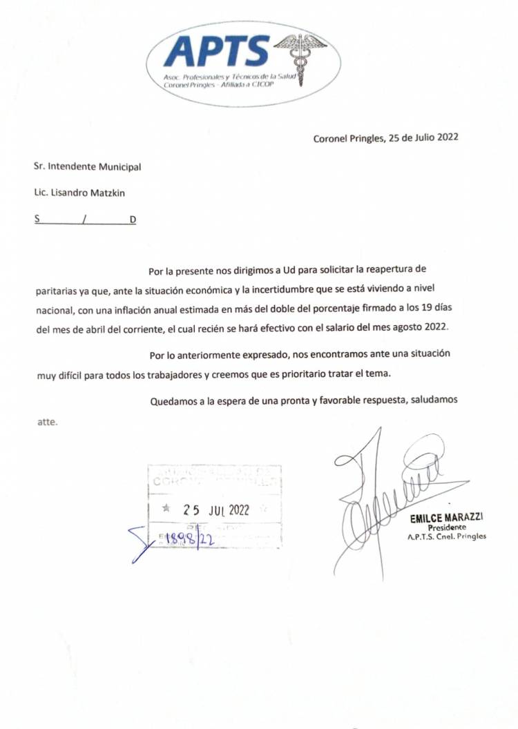La APTS solicita al Ejecutivo la reapertura de paritarias