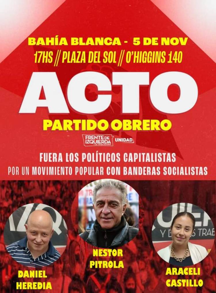 Heredia y Castillo estarán en un acto del Partido Obrero de la Sexta