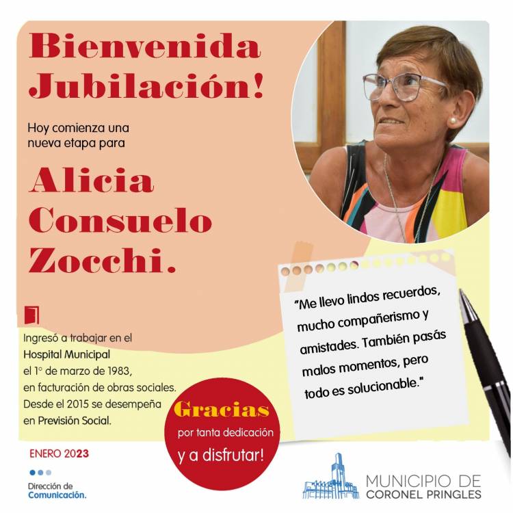 Hoy comienza una nueva etapa Alicia Consuelo Zocchi