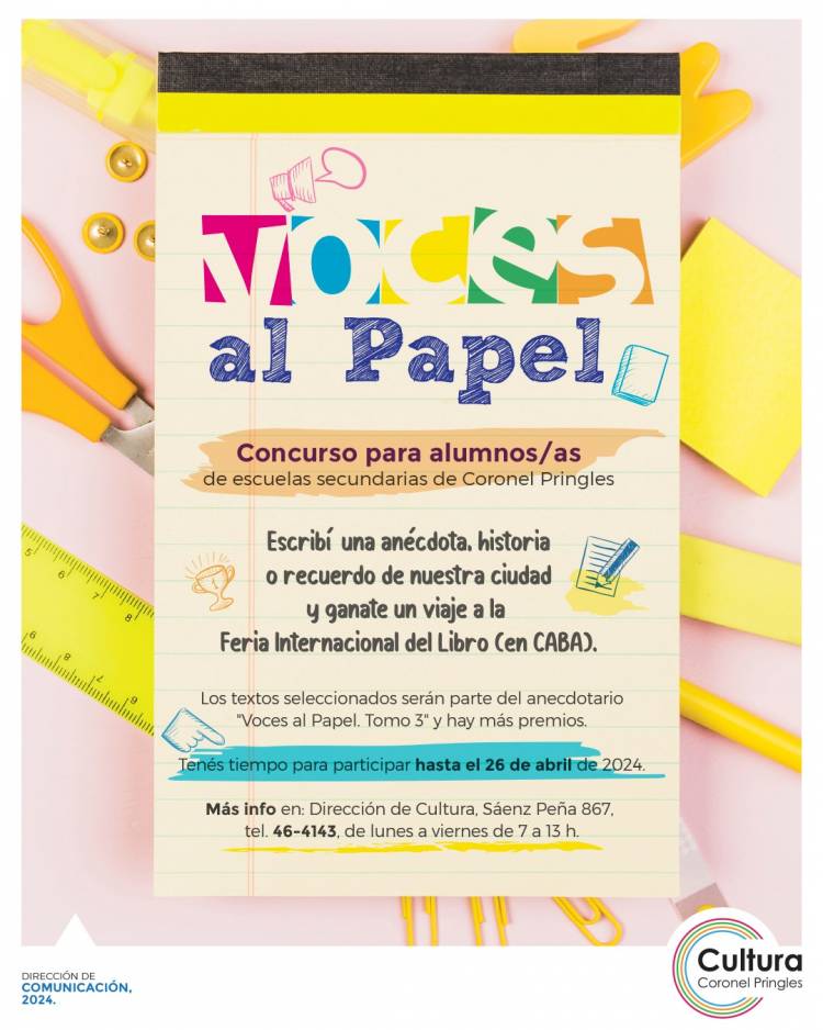 Voces de Papel: Concurso para alumnos/as de escuelas secundarias