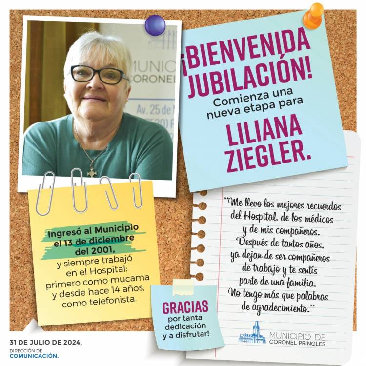Hoy comienza una nueva etapa para Liliana Ziegler, trabajadora del Hospital