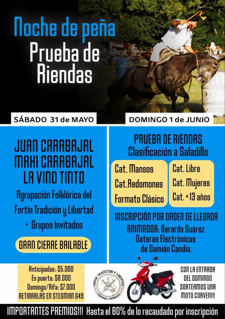 Noche de Peña y Prueba de Riendas en Coronel Pringles