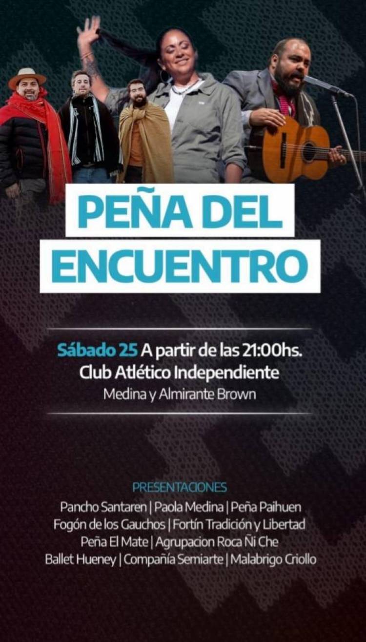 Peña del Encuentro en Coronel Pringles: cultura popular con entrada libre y gratuita