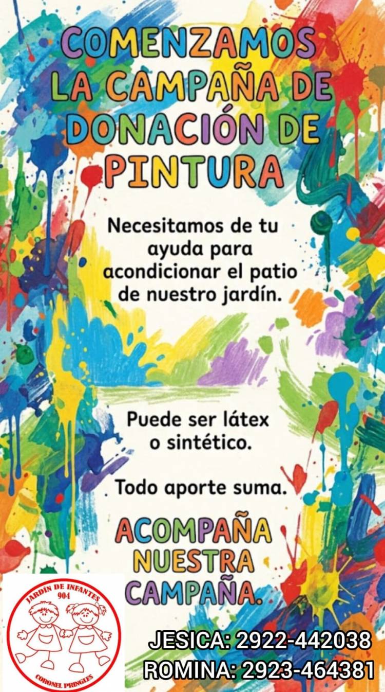 El Jardín de Infantes 904 comenzó una campaña de donación de pintura